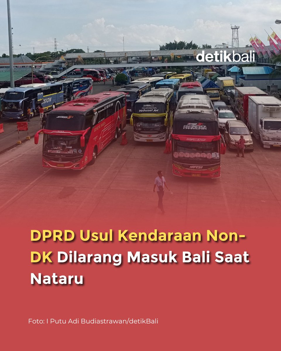 detikbali__'s tweet image. DPRD Bali berencana melarang kendaraan dengan pelat non-DK masuk ke Bali saat Nataru 2024/2025. 
#Nataru #DPRDBali #PlatDK #LiburanBali
