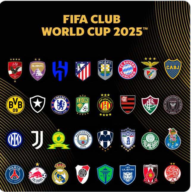 These are the 32 teams that will contest the expanded FIFA Club World Cup in the USA, Canada and Mexico in June 2025. The draw will be conducted in two days, pity Barcelona failed to qualify
