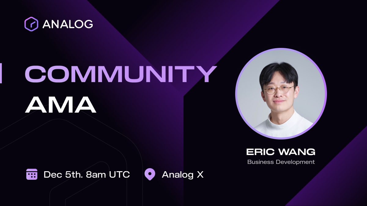 🔔 AMA Reminder! 🔔

Join us for a live Q&amp;A session with <a href="/ericwang1215/">Eric Wang</a>!

📅 Date: Dec 5th
🕗 Time: 8am UTC
📍 Location: X

Submit your questions: l5d87lam6fy.typeform.com/to/tgh8hpGV

Don’t miss out - announcements incoming 🙏