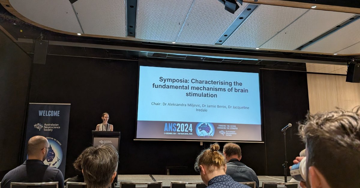 HMRI Brain Neuromodulation Research Program (@newybrains) on Twitter photo Program member Dr <a href="/IredaleJackie/">Jackie Iredale</a> organised & co-chaired today's symposia at the <a href="/AusNeuroSoc/">Australasian Neuroscience Society (ANS)</a> 42nd Annual Scientific Meeting in Perth, WA #ANS2024
This symposia is closely related to work that has been supported by <a href="/NewyBrains/">HMRI Brain Neuromodulation Research Program</a> on Transcranial Magnetic Stimulation. <a href="/UON_research/">Uni Newcastle Research</a> Program member Dr <a href="/IredaleJackie/">Jackie Iredale</a> organised & co-chaired today's symposia at the <a href="/AusNeuroSoc/">Australasian Neuroscience Society (ANS)</a> 42nd Annual Scientific Meeting in Perth, WA #ANS2024
This symposia is closely related to work that has been supported by <a href="/NewyBrains/">HMRI Brain Neuromodulation Research Program</a> on Transcranial Magnetic Stimulation. <a href="/UON_research/">Uni Newcastle Research</a>