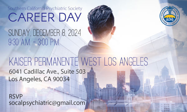 SCPS (@socalpsychsoc) on Twitter photo SCPS Career Day for Psychiatrists is this Sunday, December 8th at 9:30am at Kaiser Permanente in West #LosAngeles <a href="/KPWestLA/">Kaiser Permanente West Los Angeles Medical Center</a> <a href="/LACDMH/">LA County Dept of Mental Health</a> #mentalhealth #jobs #careers #psychiatry Register Now at: socalpsych.org/event/scps-car… SCPS Career Day for Psychiatrists is this Sunday, December 8th at 9:30am at Kaiser Permanente in West #LosAngeles <a href="/KPWestLA/">Kaiser Permanente West Los Angeles Medical Center</a> <a href="/LACDMH/">LA County Dept of Mental Health</a> #mentalhealth #jobs #careers #psychiatry Register Now at: socalpsych.org/event/scps-car…