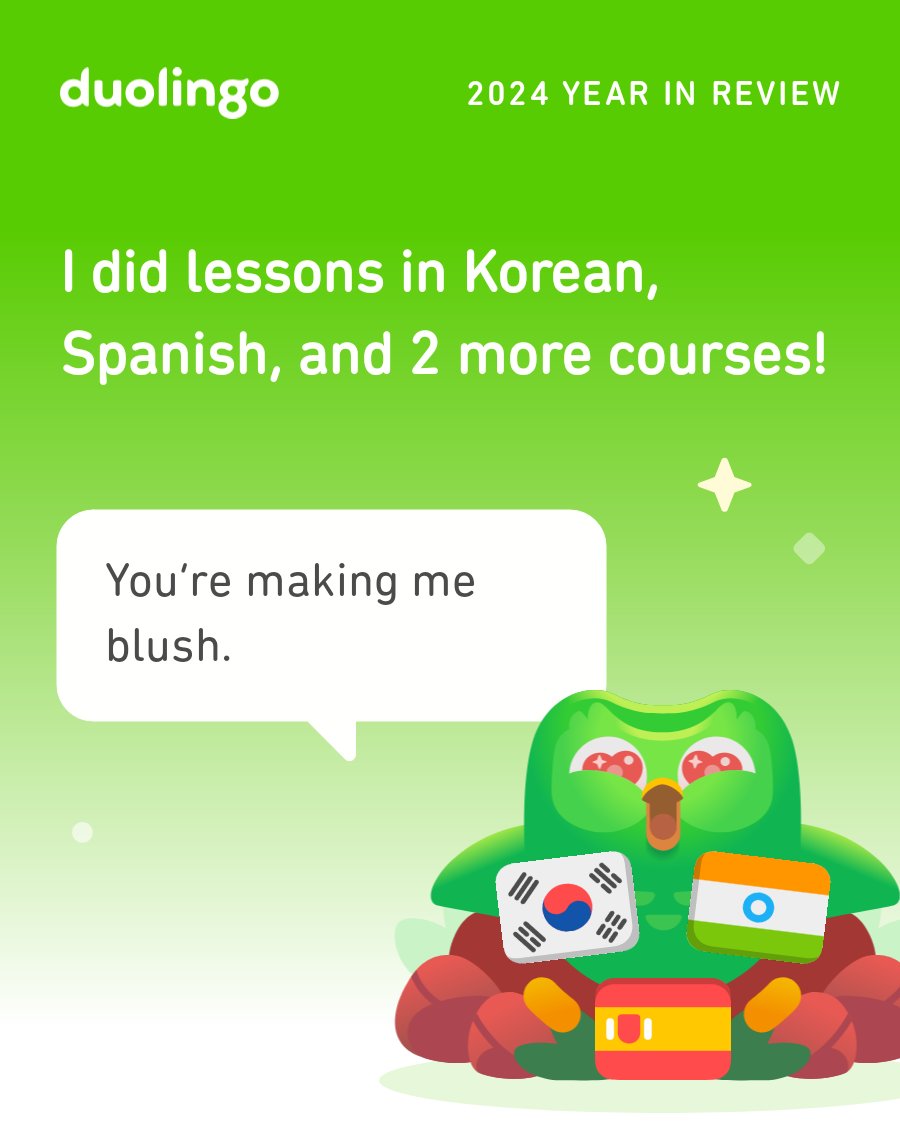 rorujorona's tweet photo. Look what I learned on Duolingo in 2024! #Duolingo365 https://t.co/7C03DD4Kka