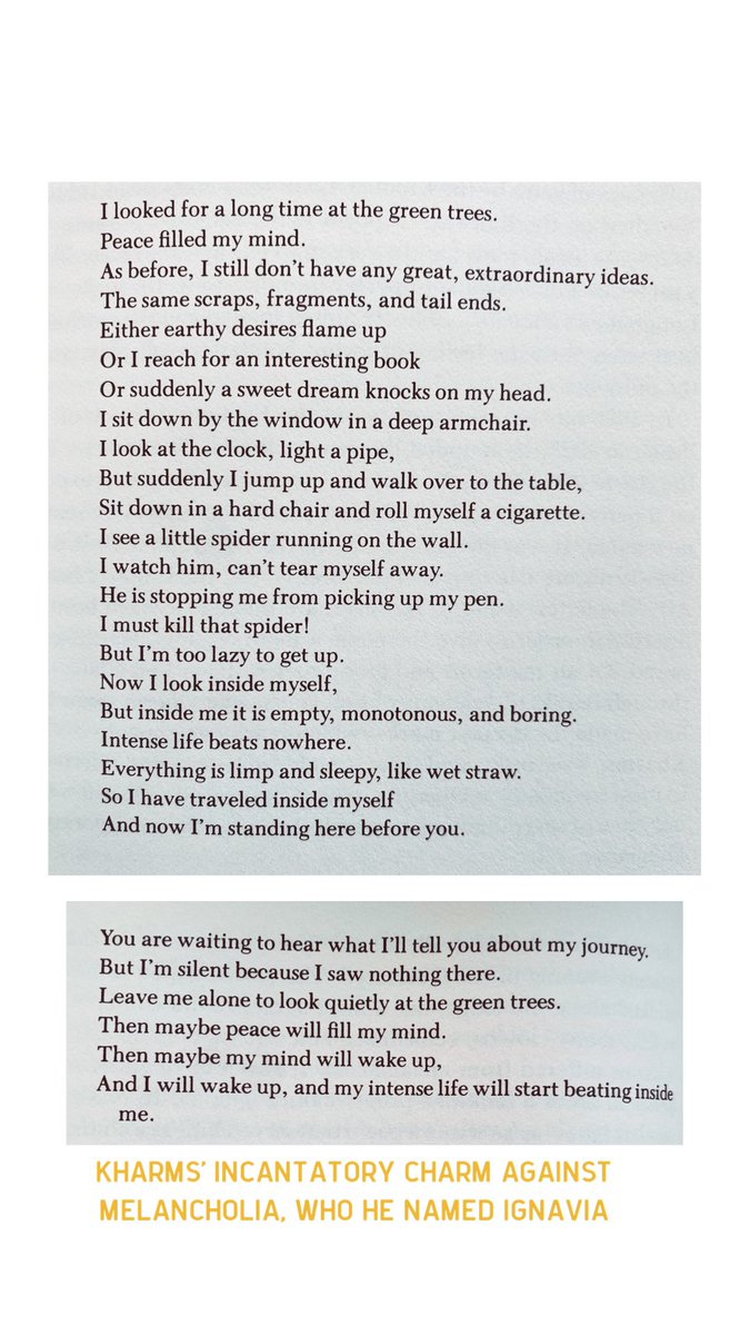 For those who need it, here is Daniil Kharms’ incantatory charm against melancholia which he named Ignavia.