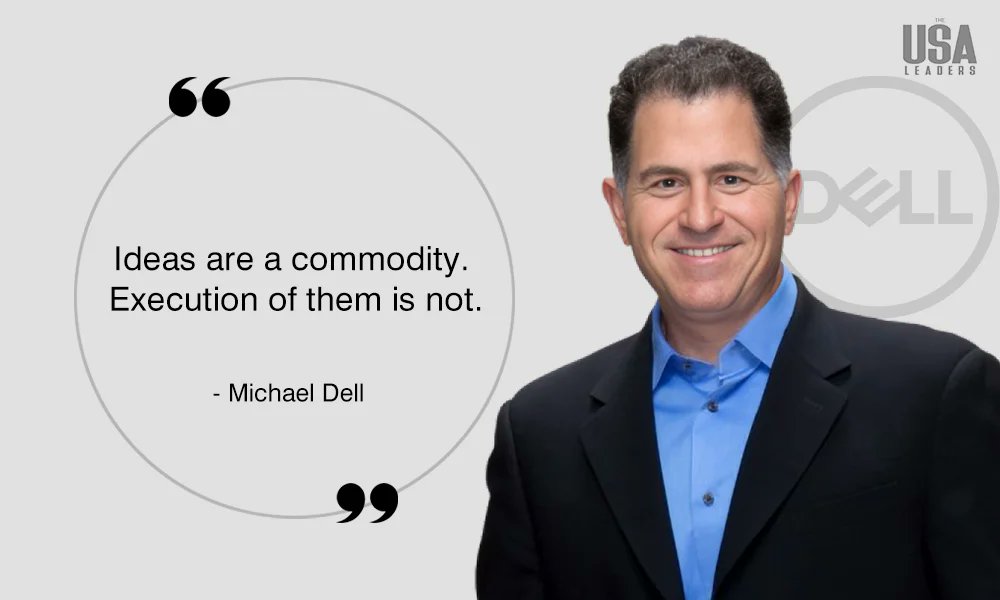 leaders_usa's tweet photo. “Ideas are a commodity. Execution of them is not.”

https://t.co/N9kT6eL3YV

#MichaelDell #MichaelDellQuotes #Quotefotheday #Dell #Business #FridayMotivation #technologyquotes https://t.co/eCh6VB5Rgt