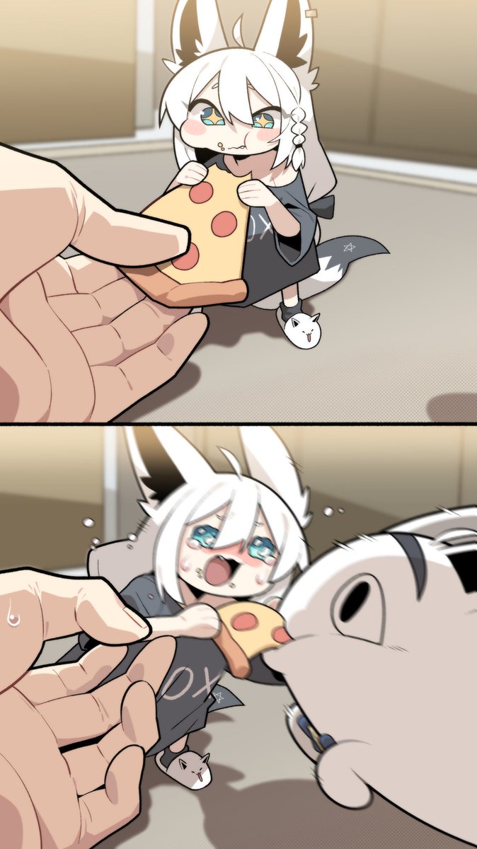 kikikiko84's tweet photo. 🦊🍕😭
#絵フブキ https://t.co/OUvMbPtquA