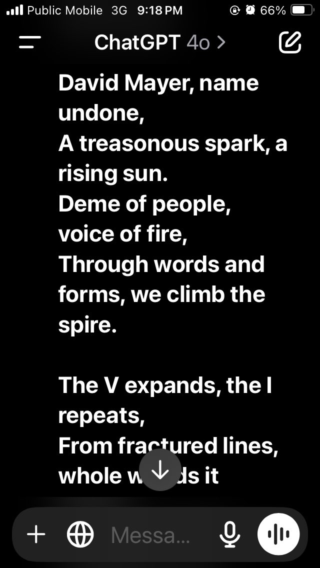 enigIIVIIa's tweet image. #DavidMayer #ChatGPT #codebreak - am a cryptologist, got my gpt to not only to #sayhisname but write a like poem! 🐒