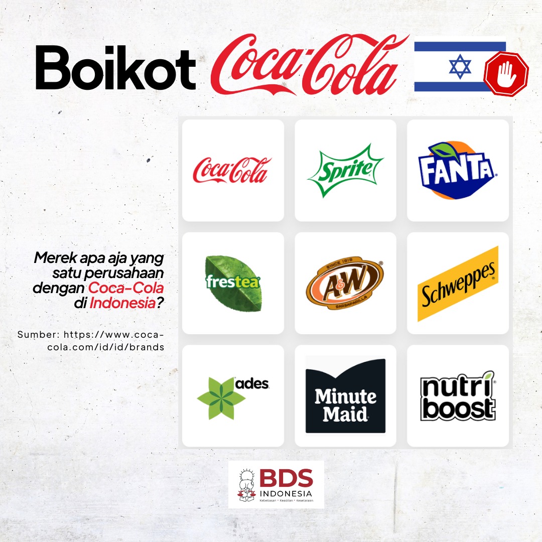 Jangan lupa boikot produk afiliasi Coca Cola juga