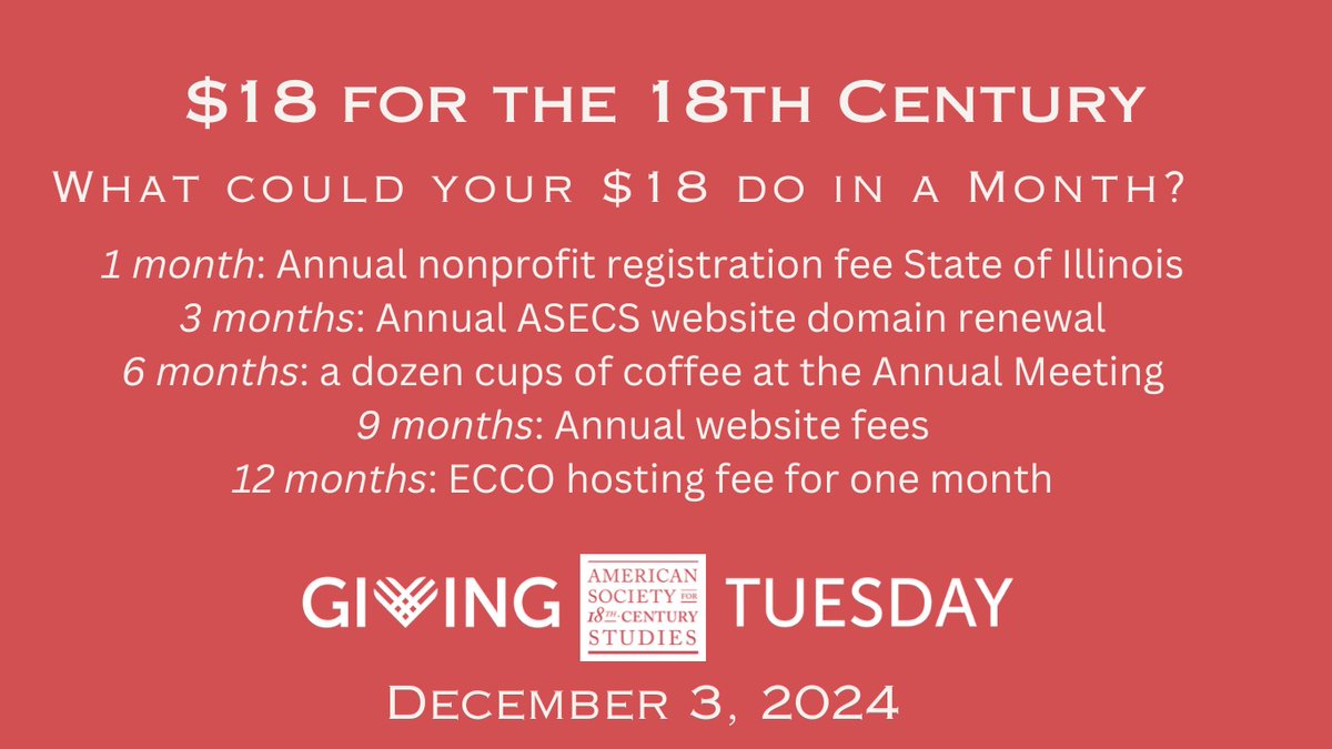 #GivingTuesday with <a href="/ASECSOffice/">ASECS Office</a> : Learn more! asecs.org/giving-tuesday/