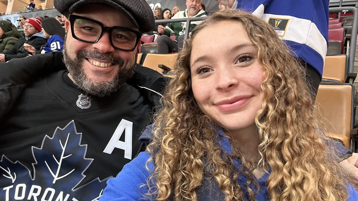 Baldy67's tweet photo. First Leafs game with Junior tonight. Big 4-1 win over the Hawks. #LeafsForever #lovethatkid https://t.co/ZIa2VMgp2Z