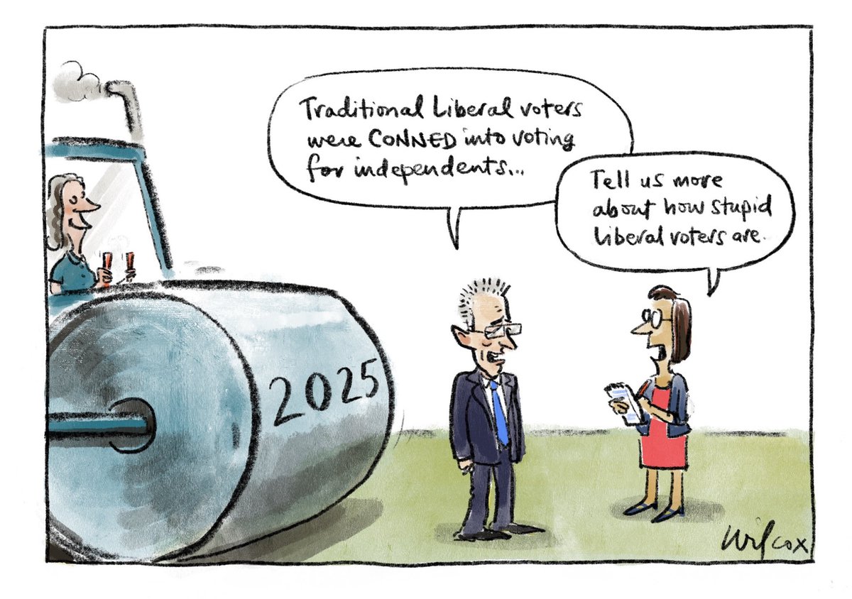 When I spoke to the Sydney Institute I set out my program for economic and tax reform. 
When the Manager of Opposition Business Mr Fletcher spoke, he explained why voters were stupid for electing community independents. 
<a href="/cathywilcox1/">The Cathy Wilcox</a> gets it.