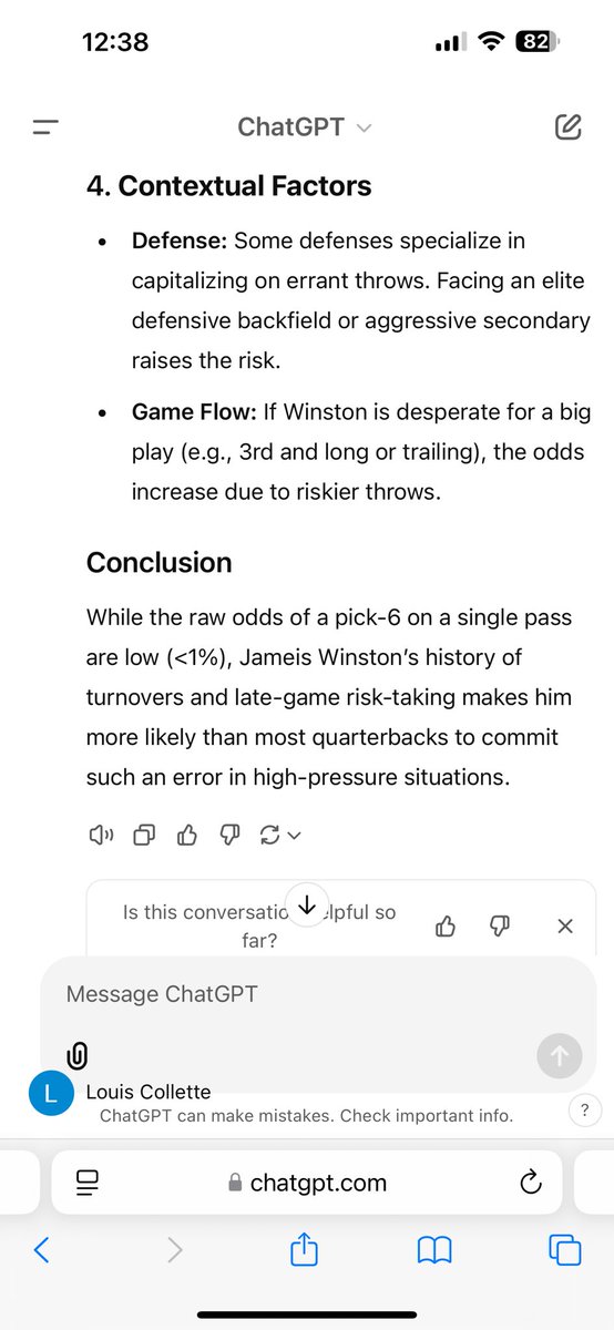Lou_clet's tweet photo. Just tuned in late for this Monday night football game and to be honest, this is not a surprising result from chat gpt #MNF https://t.co/jhuKnBfdSy