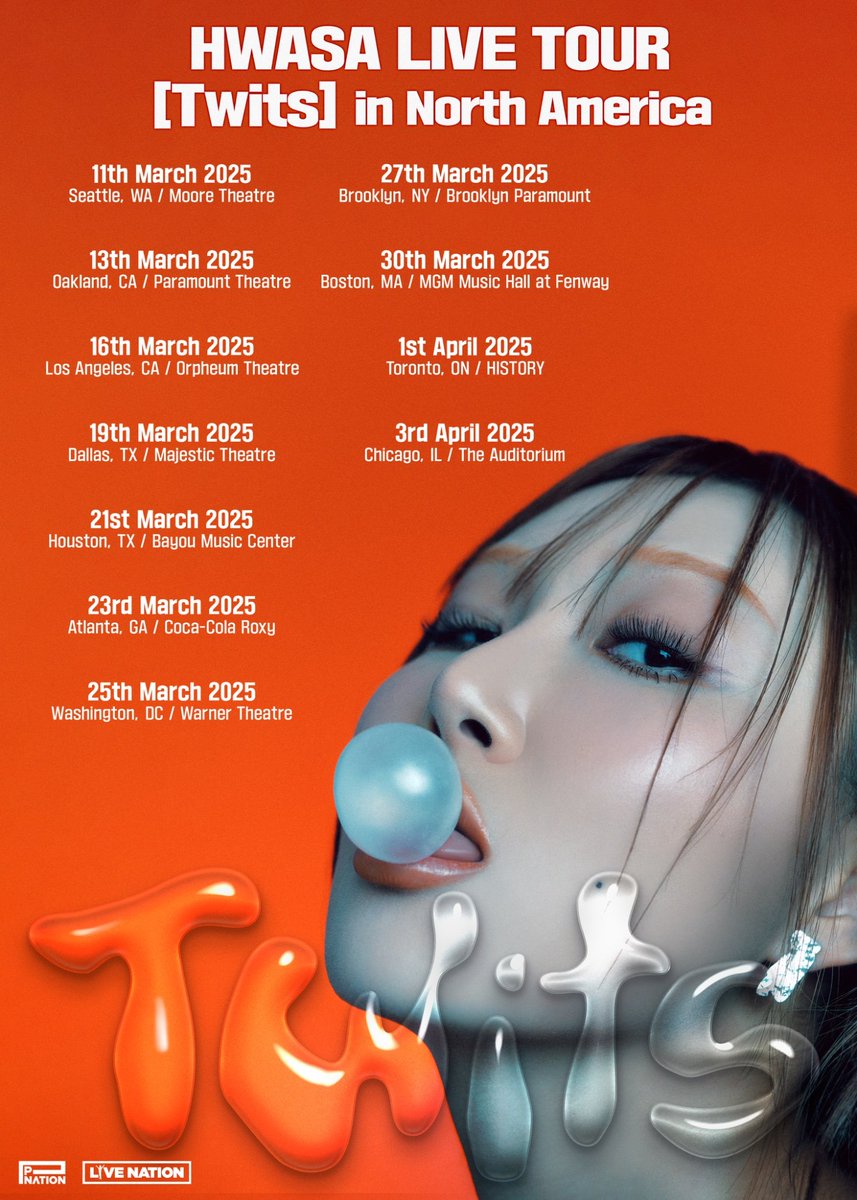 OneilyMusic's tweet photo. HWASA announces the North American tour schedule for her live show, ‘Twits.’ https://t.co/mYpzddn99X