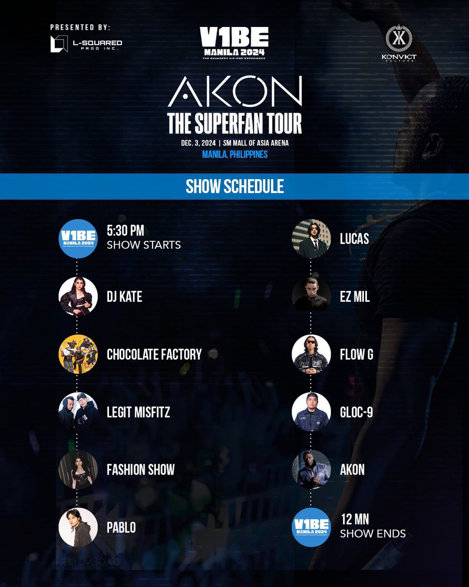 onemedia_global's tweet photo. [V1BEMANILA GIVEAWAY] Get a chance to see  performances live by the one and only #AKON along with #GLOC9, #PABLO, #LUCAS, #EZMIL, #FLOWG and many more! 🔥 

📌 follow @onemediaaccess ALL social media accounts
📌 like and qrt with the artist you want to see today

3 winners will be chosen announced at 3PM today. #V1BEManila2024 #GrandestHipPopExperience @LSquaredProdPH
