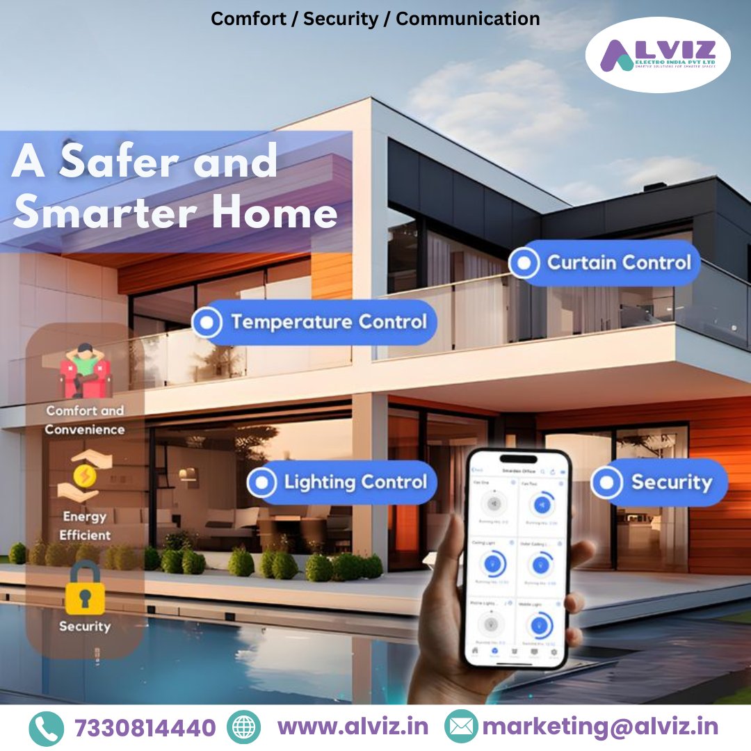 AlvizIndia's tweet image. Transform your living space into a smart haven! 🌟 With cutting-edge home automation, enjoy convenience, security, and efficiency at your fingertips. 
Call : 7330814440
Website : alviz.in
Mail : marketing@alviz.in
#SmartHome #HomeAutomation #TechSavvyLiving #Smart