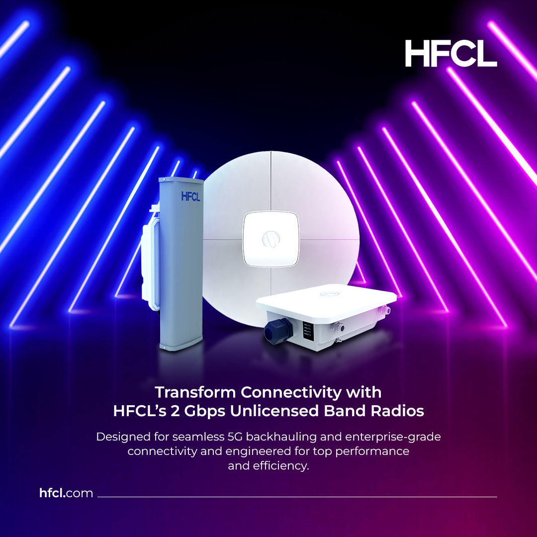 hfclg's tweet photo. Revolutionize your network with HFCL's 2Gbps unlicensed band radios!
Seamless 5G backhauling meets enterprise-grade connectivity for unmatched performance and efficiency.
#HFCL #ConnectivityRedefined #5GBackhauling https://t.co/4teKQMkqZD