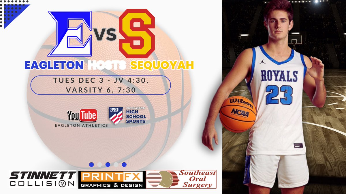 Scott West (@coachw25) on Twitter photo Eagleton hosts Sequoyah Tues. Dec 3. JV@4:30, VG @ 6:00, VB @ 7:30. <a href="/TDT_Sports/">Daily Times Sports</a> <a href="/5StarPreps/">5Star Preps</a> <a href="/eccaathletics/">ECCA_Athletics</a> Eagleton hosts Sequoyah Tues. Dec 3. JV@4:30, VG @ 6:00, VB @ 7:30. <a href="/TDT_Sports/">Daily Times Sports</a> <a href="/5StarPreps/">5Star Preps</a> <a href="/eccaathletics/">ECCA_Athletics</a>