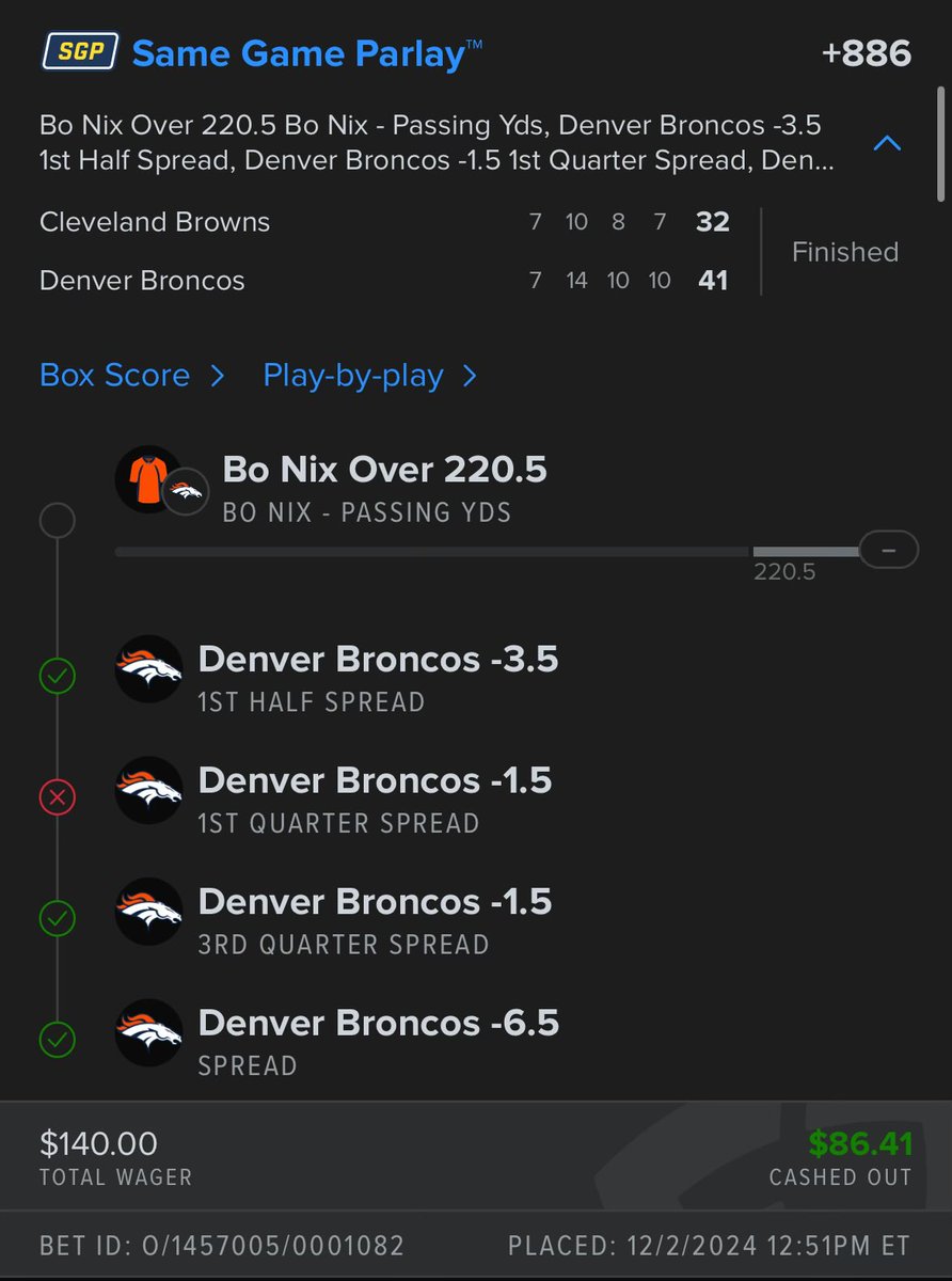 ChongBets's tweet photo. Placed at 140$ and cashed out immediately cause I accidentally bet 1q spread and not 2nd… got absolutely saved by those interceptions at the end. Shoutout McMillian https://t.co/nBMZ9KZ7LG