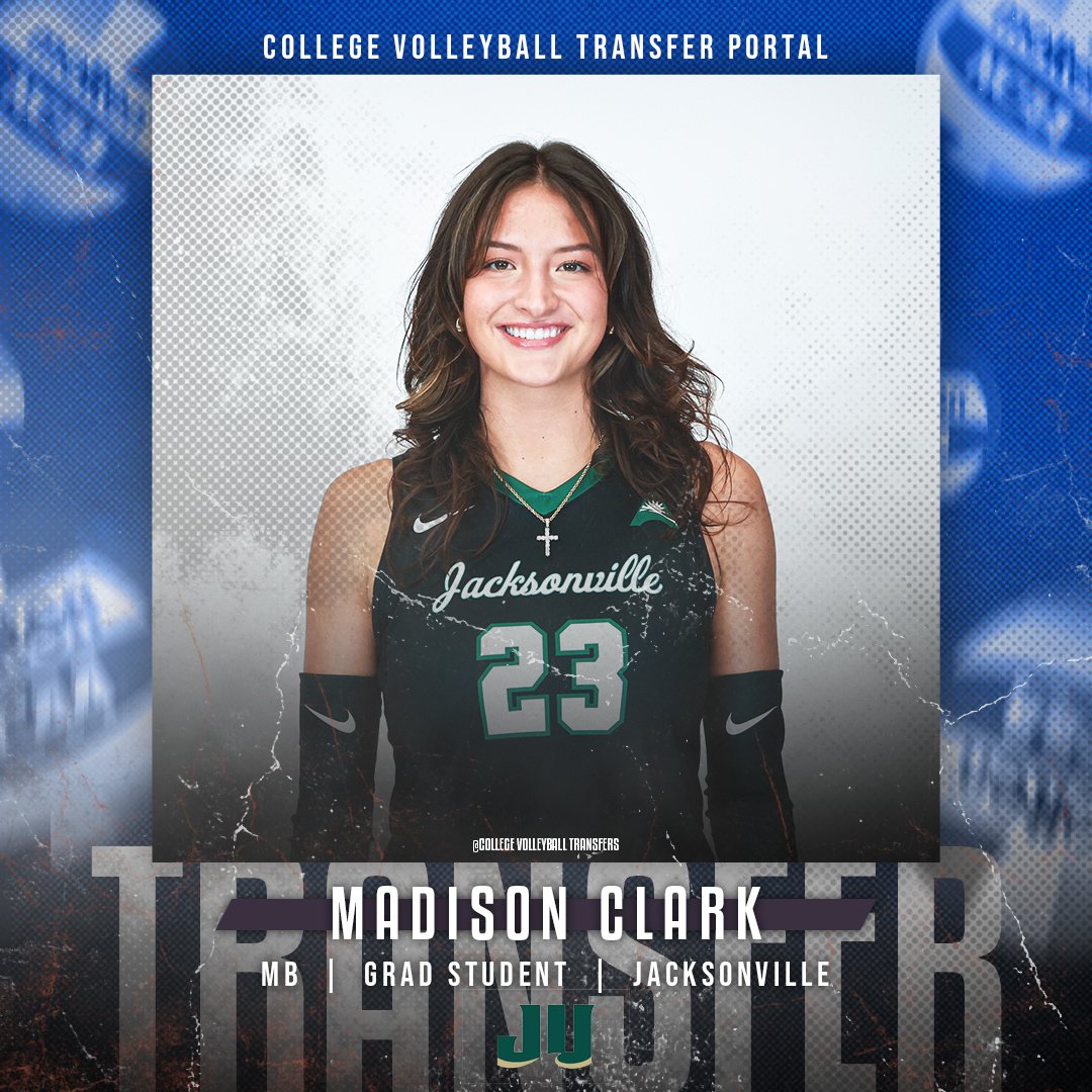 𝗜𝗻 𝗧𝗵𝗲 𝗣𝗼𝗿𝘁𝗮𝗹

✏️: Madison Clark
🏐: MB
🎓: Grad Student
📍: Jacksonville

#CollegeVBTransfers | #NCAAWVB