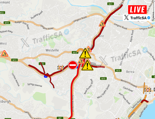 TrafficSA's tweet image. Durban - #AVOID   LIVE:   #TaxiStrike at Spaghetti Junction - use alternative routes