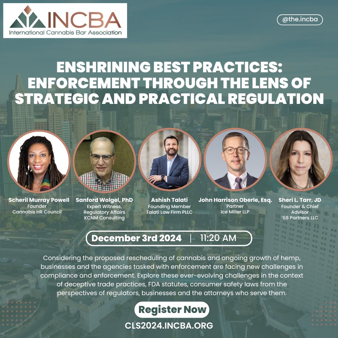 🌟 Introducing the powerhouse lineup for INCBA’s Cannabis Law Sessions!

Get ready to dive into cutting-edge discussions led by the leading minds in cannabis law and policy. 

📅 Join us tomorrow at the Las Vegas Convention Center, to learn, connect, and earn your CLE credits.