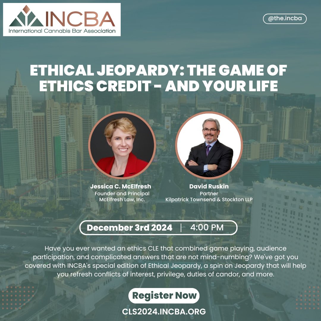 🌟 Introducing the powerhouse lineup for INCBA’s Cannabis Law Sessions!

Get ready to dive into cutting-edge discussions led by the leading minds in cannabis law and policy.

📅 Join us tomorrow at the Las Vegas Convention Center, to learn, connect, and earn your CLE credits.