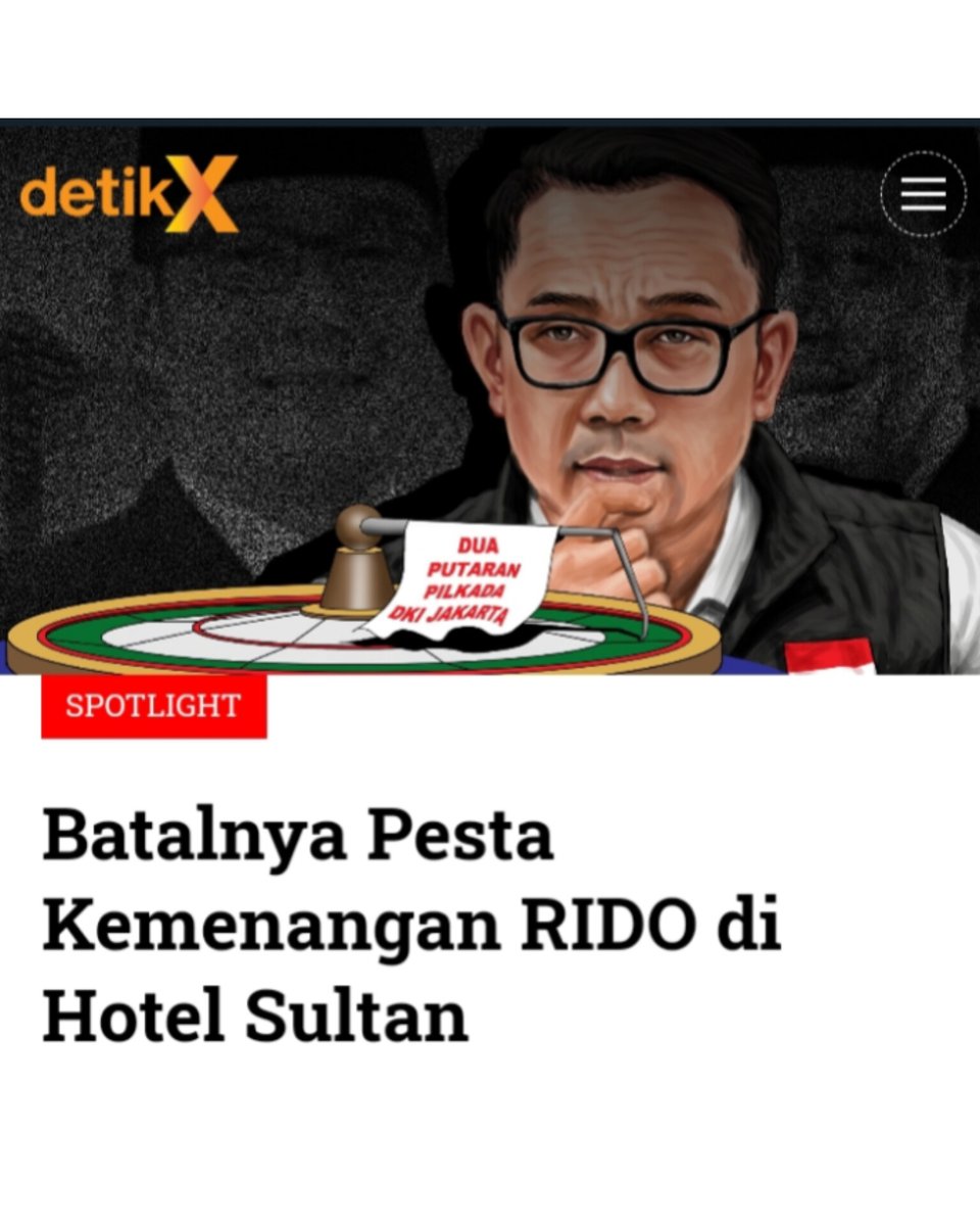 Heraloebss's tweet photo. Ridwan Kamil  cuma menang di pasar rebo &  cilincing doank ngotot 2 putaran 
.
.
.

Sejumlah petinggi KIM Plus tidak hadir di Hotel Sultan lantaran disebut sudah tahu jagoan mereka akan kalah.

 Balai riung besar yang rencananya menjadi area selebrasi kemenangan RK-Suswono akhirnya tidak jadi digunakan.