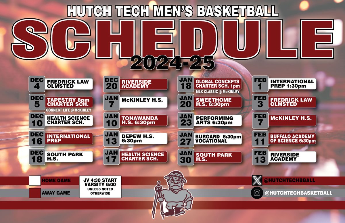 Hutch Tech Basketball (@hutchtechbball) on Twitter photo Its that time again! Hutch Tech Basketball Kicks off this Wednesday with a league game against the Olmsted Owls.
Here is our schedule!
Mark your calendars and make sure you come out and support your Engineers.
<a href="/centercourt42/">🏀centercourt🏀</a> <a href="/CoachesCorner23/">Coaches Corner 🎙</a> <a href="/WNYAthletics/">WNY Athletics</a> <a href="/wnyhoopmania/">wnyhoopmania</a> Its that time again! Hutch Tech Basketball Kicks off this Wednesday with a league game against the Olmsted Owls.
Here is our schedule!
Mark your calendars and make sure you come out and support your Engineers.
<a href="/centercourt42/">🏀centercourt🏀</a> <a href="/CoachesCorner23/">Coaches Corner 🎙</a> <a href="/WNYAthletics/">WNY Athletics</a> <a href="/wnyhoopmania/">wnyhoopmania</a>