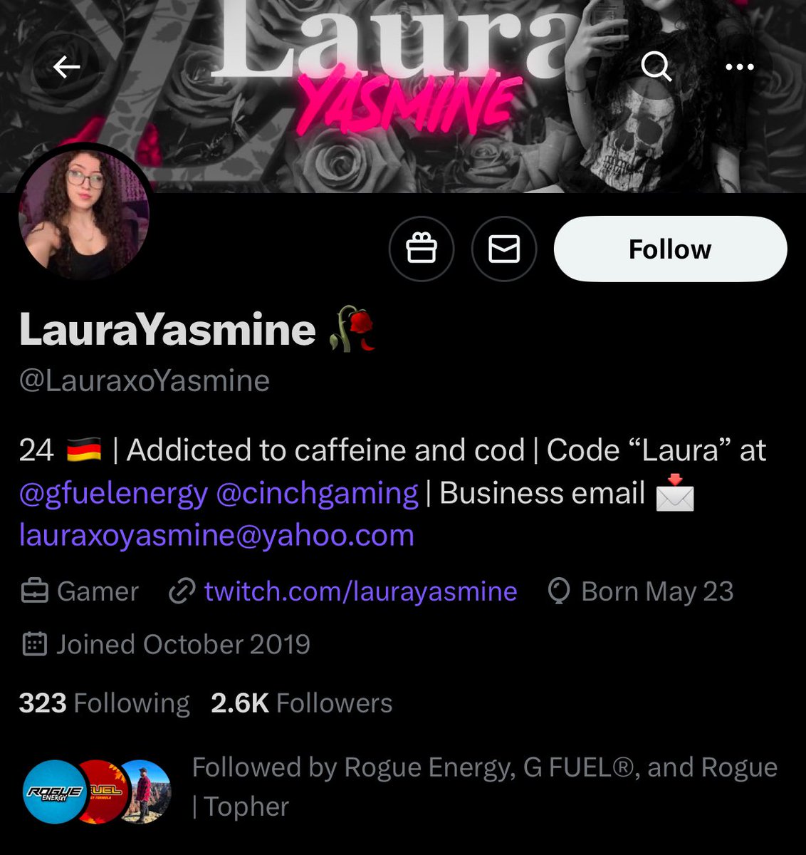 RayaRiot's tweet photo. 🚨 Be on the lookout for @LauraxoYasmine 🚨

I got fooled thinking this was the actual Laura but it’s not apparently her main account got hacked and her new real account is @LauraxoYasmine1 

🔁 please retweet to get the word out 🔁 https://t.co/CoWWPss9Ir