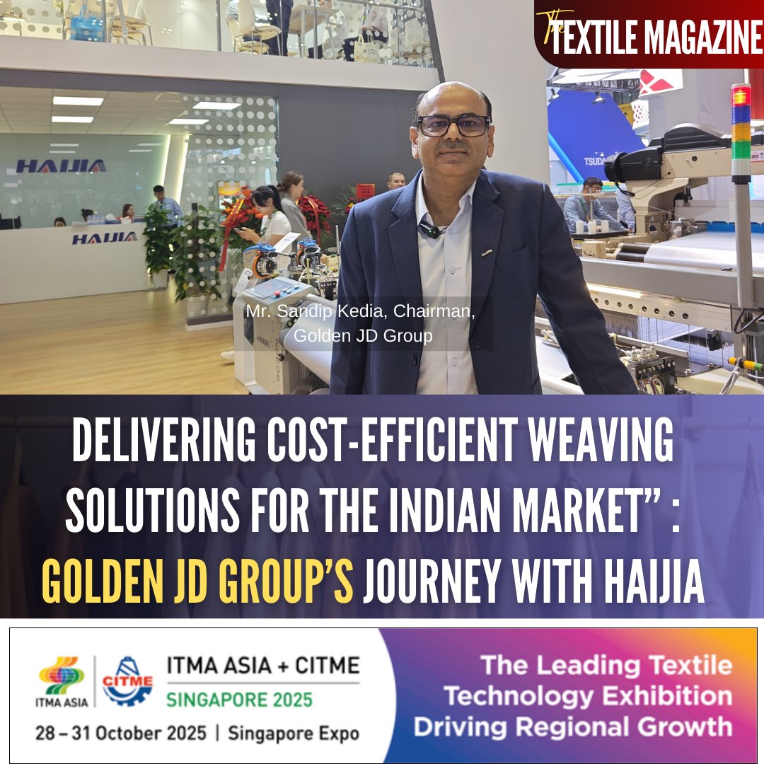 MagazineTextile's tweet image. Golden JD Group, under Mr. Sandip Kedia, is revolutionizing India’s weaving sector with Haijia machines, driving growth in technical textiles and beyond.

𝐑𝐞𝐚𝐝 𝐌𝐨𝐫𝐞: indiantextilemagazine.in/delivering-cos…

#WeavingSolutions #HaijiaLooms #TextileIndustry