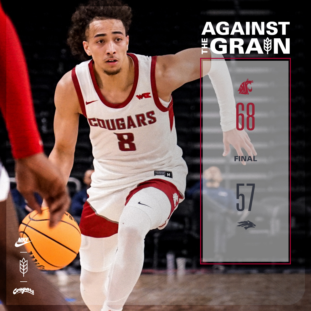 WSUCougarsMBB's tweet photo. COUGS WIN‼️

Cougs defeat Nevada 68-57 on the road. Four Cougs score in double figures for the seventh time, led by Isaiah with 17 points and LeJuan with 13 points. Nate added 10 pts, career-high seven assist and eight rebs as Wazzu held Nevada to a season-low scoring.

#GoCougs https://t.co/a3wcnQ0ExV