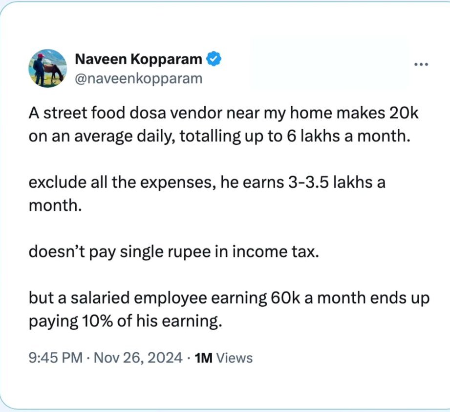 Sowndharkrishna's tweet image. He is not wrong
We are paying taxes on our salary 
Taking a loan there is also tax
#Middleclasslife