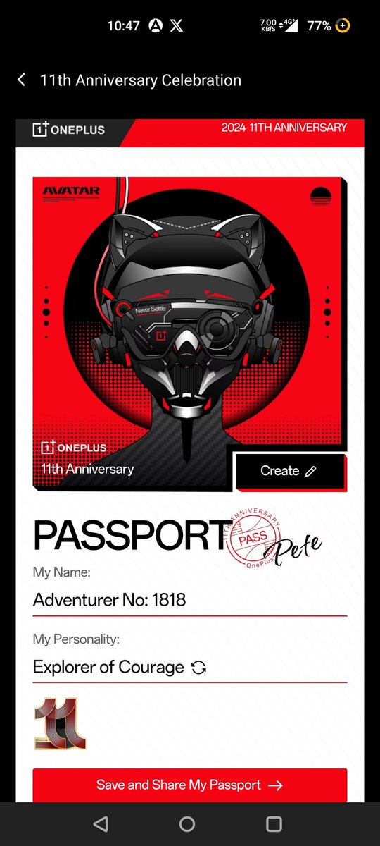 sandeepkaundalg's tweet image. Congratulations @OnePlus_IN for Completing Amazing 11 Years.
@OnePlus_IN Adventurer No. [1818] – Grab your passport and your favourite OnePlus. It can make a dull day look like an adventure. Get yours now! 🛫 🌏  #OnePlus11thAnniversary #A11EyesAhead.  oneplus.in/event/11-year-…