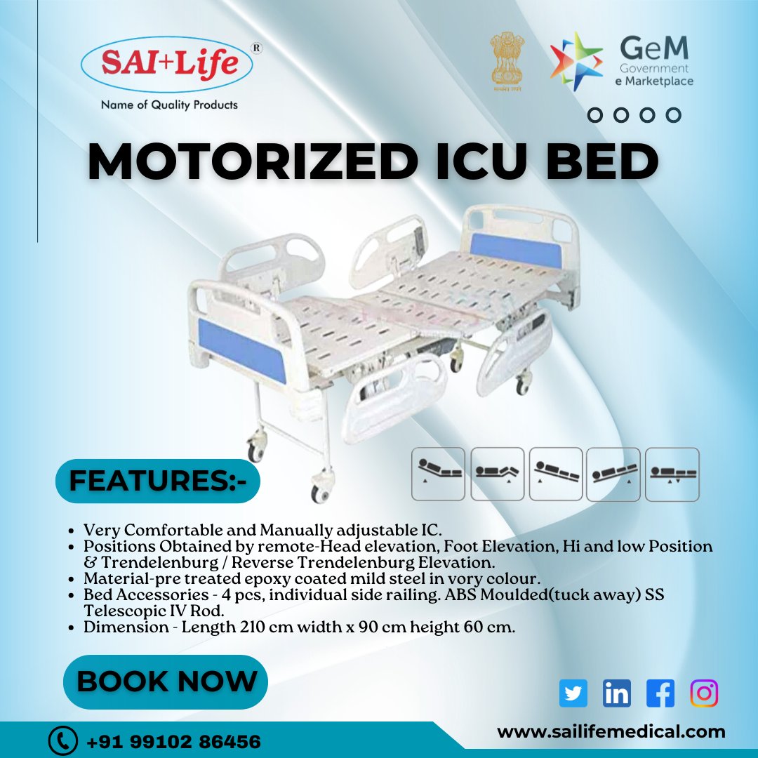 sailifeindia's tweet image. Experience the next level of patient care with our advanced Motorized ICU Bed.  #HealthcareInnovation #SaiLifeMedicalDevices #MotorizedICUBed #HospitalCare #PatientComfort #HealthcareTechnology #MedicalEquipment #SaiLife #HospitalFurniture #HealthcareSolutions #ICUCare