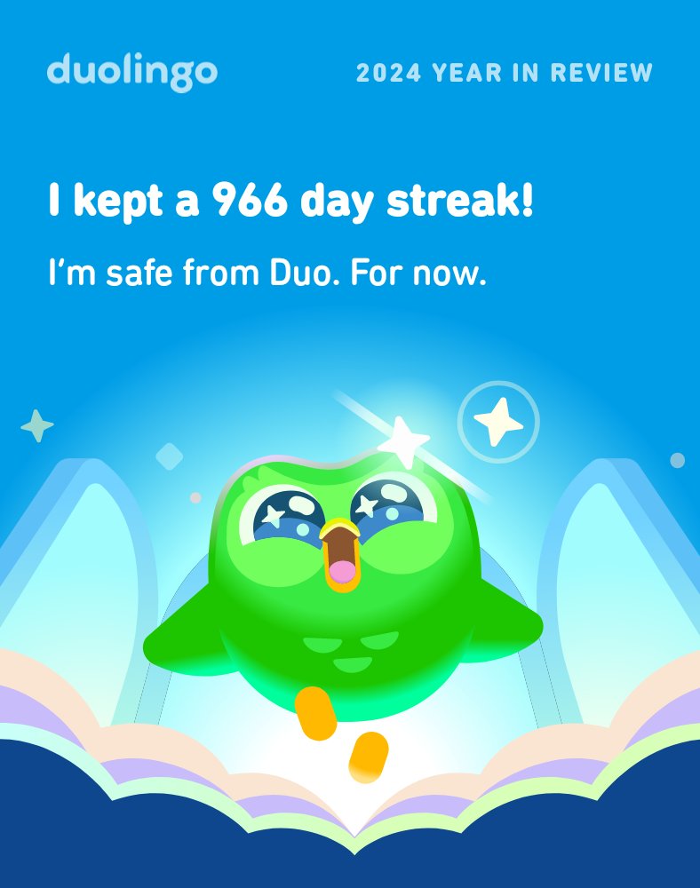 Are you safe from Duo this year? #Duolingo365 isill eventually speak Spanish on the level of a braindead goat I promise