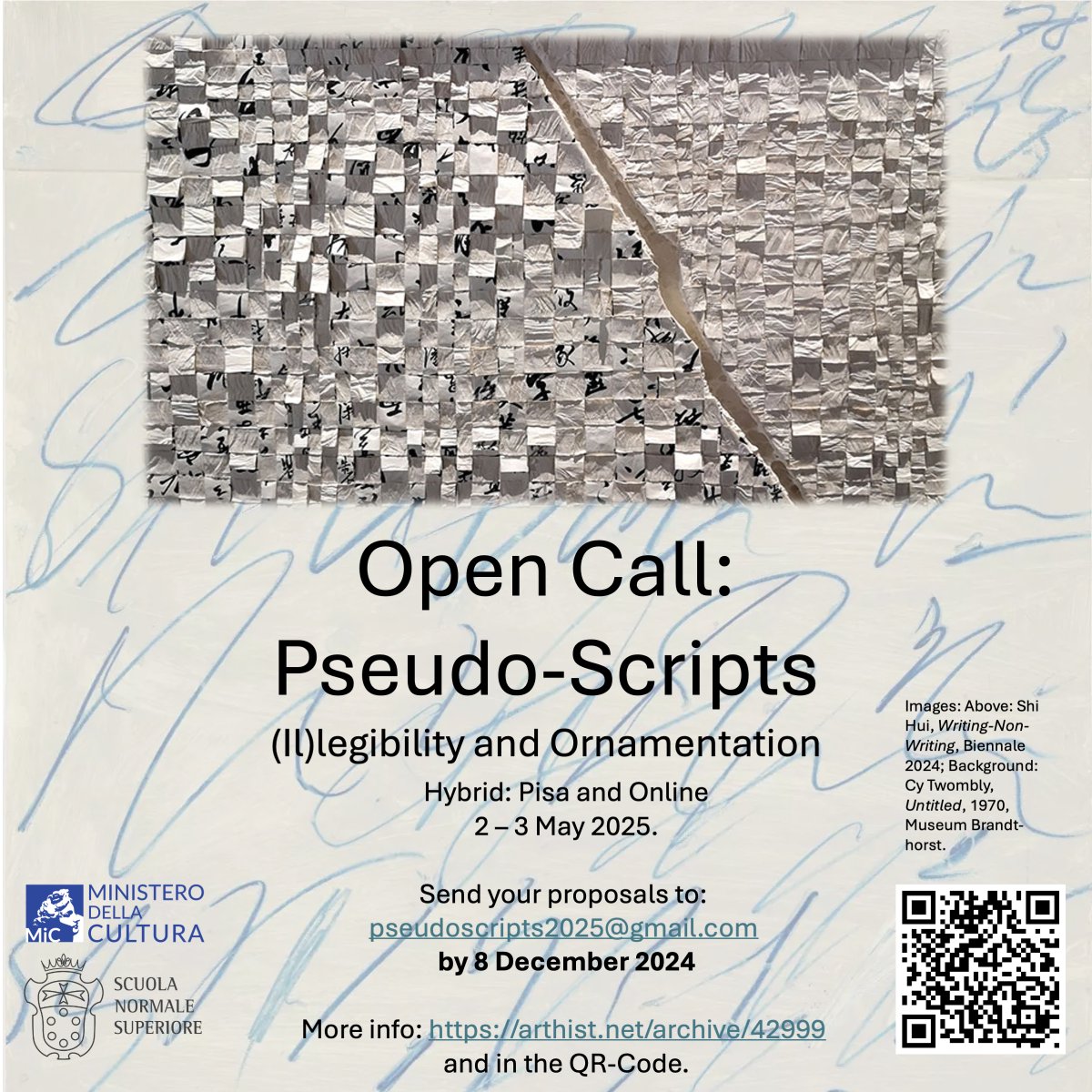 Vera-Simone Schulz 🇺🇦 (@verasmnschulz) on Twitter photo CFP: Send us your proposals by Dec. 8 for "Pseudo-Scripts: (Il-)Legibility and Ornamentation" across time & space, a conference <a href="/scuolanormale/">Scuola Normale</a> in Pisa and online next May! co-organized with Luca Palozzi & Gregor Meinecke
#pseudoscripts #pseudoscript #ornamentation #illegibility CFP: Send us your proposals by Dec. 8 for "Pseudo-Scripts: (Il-)Legibility and Ornamentation" across time & space, a conference <a href="/scuolanormale/">Scuola Normale</a> in Pisa and online next May! co-organized with Luca Palozzi & Gregor Meinecke
#pseudoscripts #pseudoscript #ornamentation #illegibility