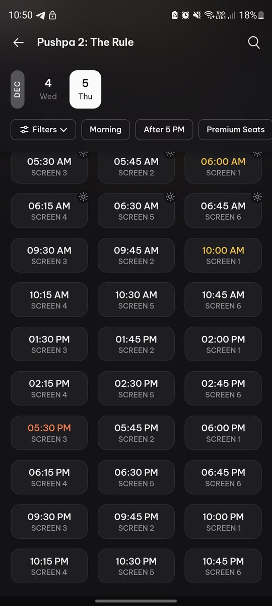 WithPKForever__'s tweet photo. #Pushpa2TheRule Kurnool city except early morning shows no other show is sold out 

Ticket price 277/-

Booking opened yesterday

Below par👎👎👎 ceded opening will be in the range of 7cr without hires https://t.co/FzHHjrljTR