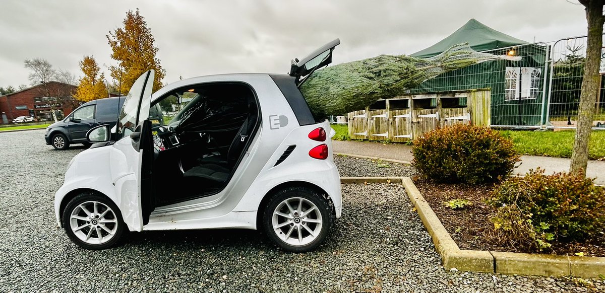 BattyBattsPZ's tweet photo. Thank you to the #ChristmasTree team @dartsfarm for helping me get an 11ft tree into a @smart_worldwide 👍🎄#HoHoHo #Exeter #DartsFarm https://t.co/H9fBxh4Y2r