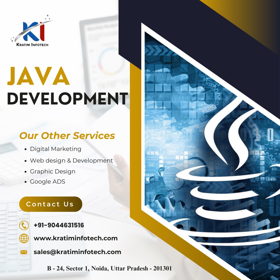 kratiminfotech's tweet image. Java development services offer robust, scalable solutions for web, mobile, and enterprise apps, ensuring performance, security, and seamless user experience.
!For more information visit our official website:kratiminfotech.com
#JavaDevelopment #JavaProgrammer #JavaTech