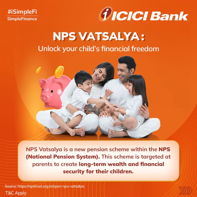 ICICIBank's tweet photo. Secure your child's future today with #NPSVatsalya!
A small step for you today, a big leap for them tomorrow.
Read more: https://t.co/BKdABMoa8W
T&C Apply
#ICICIBank #iSimpleFi #SimpleFinance #NPSVatsalya #FinancialPlanning #WealthCreation