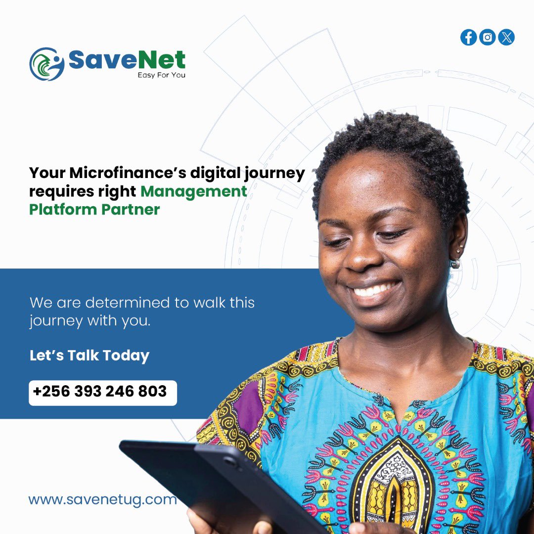 savenetug's tweet photo. Embark on your microfinance journey with the  right financial digital tools.
 
SaveNet is here to help you streamline operations, manage loan and generate real-time reports.
 
Let’s take you through this digital platform.
 
#Tricsoft #TechExperts #SaveNet https://t.co/vEQyHp4eB8
