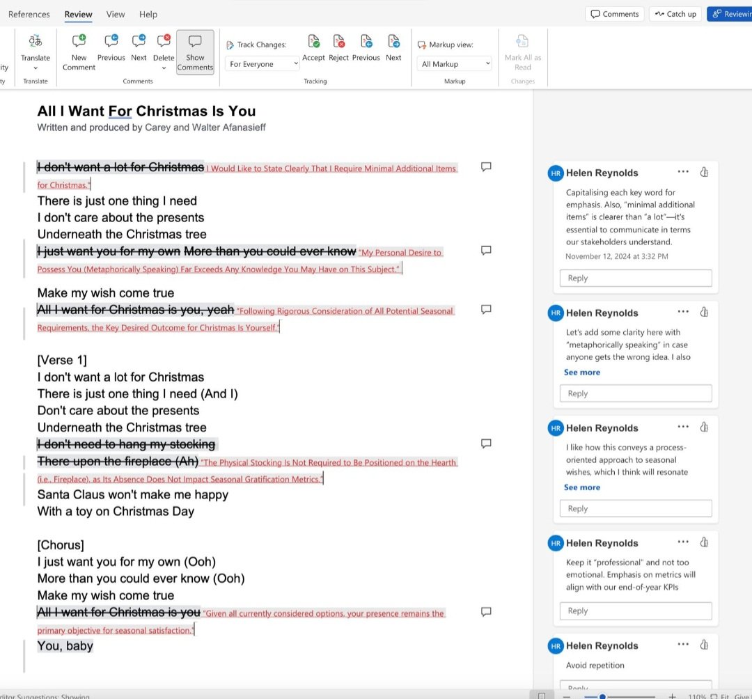 'Following rigorous consideration of all potential seasonal requirements, the key desired outcome for Christmas is yourself'

~ by Mariah Carey