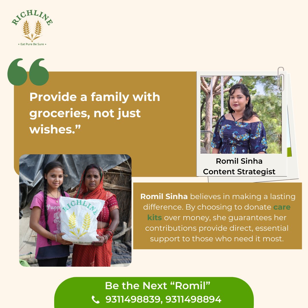 richlinefood's tweet photo. "Provide a family with groceries, not just wishes."
Meet Romil, whoโs changing the way we give. Instead of money, she donates Care Kits by Richline. Join her.
Call us to order now: 9311498893 / 9311498894
#richlinecarekits #feedtheneed #makeadifference #testmonial #donation https://t.co/WtueIE3u2l