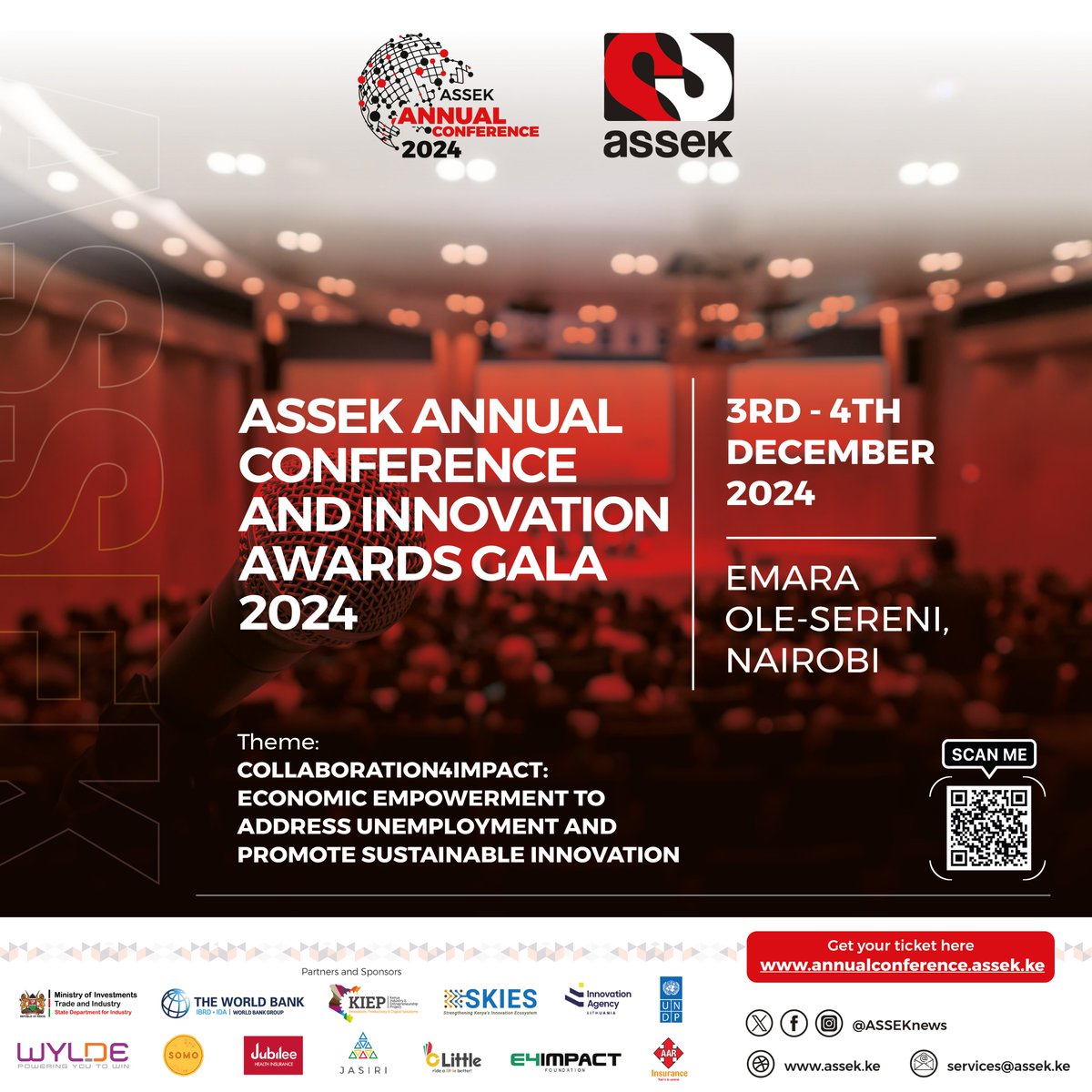 We are LIVE at the ASSEK Annual Conference and Innovation Awards Gala 2024! Be a part of the conversation as as we celebrate &amp; showcase the brightest minds, boldest innovations, and groundbreaking startups that drive Kenya's entrepreneurial future forward.
See you there!
#AAC2024