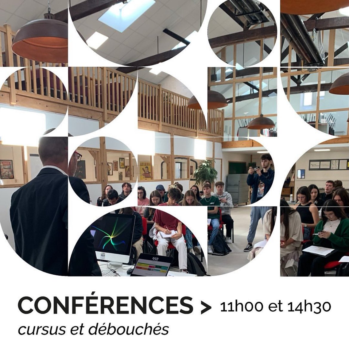 J-4 : pour venir nous rencontrer lors de notre journée portes ouvertes samedi 7 décembre de 10h à 17h
Venez rencontrer nos étudiants et nos enseignants et participez à nos 2 conférences de 11h et 14h30.
#Design #Animation3D #Graphisme