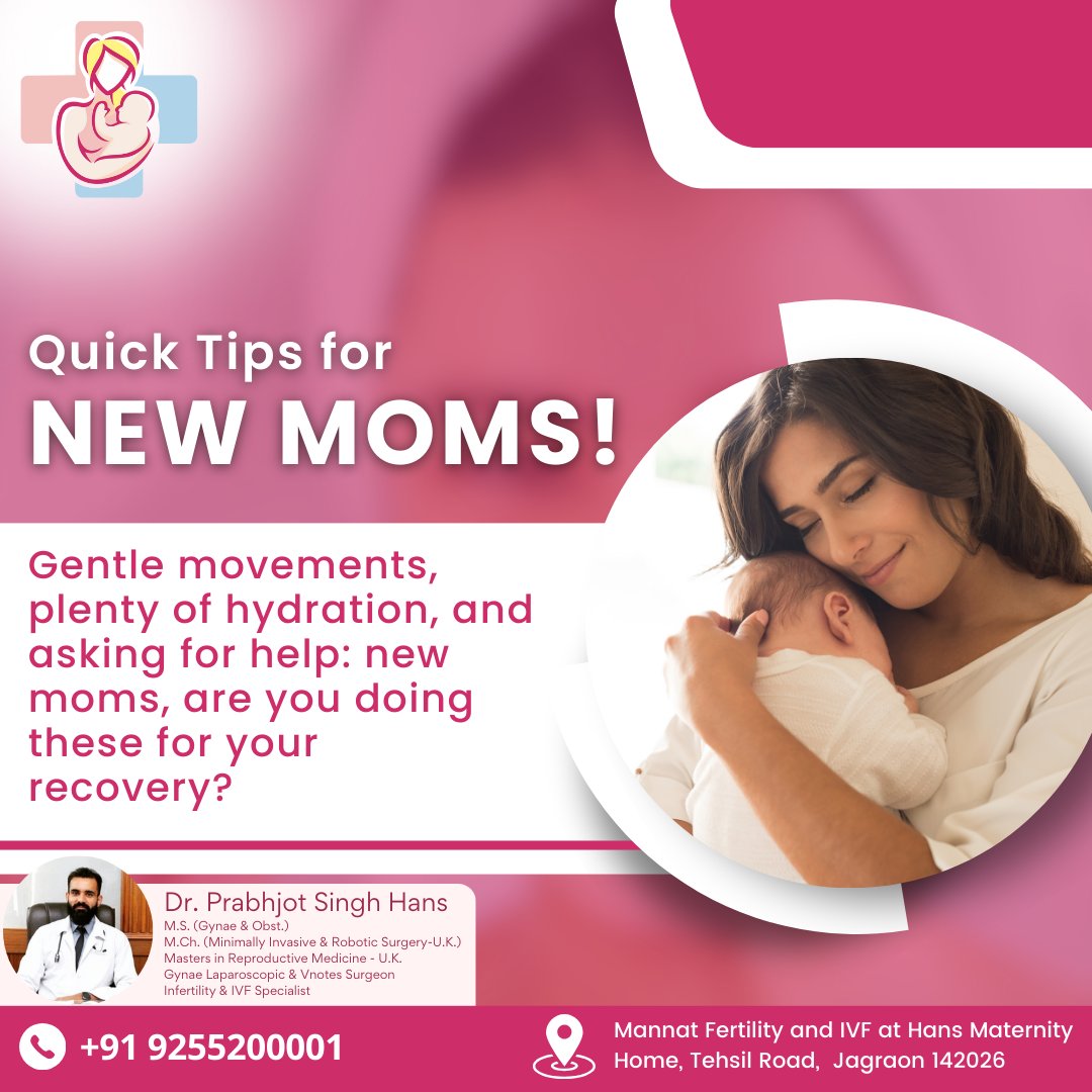 New moms, recovery begins with self-care! 🌸 Gentle movements, staying hydrated, and leaning on your support system are essential. 💧🤱 At Hans Maternity Home, we're here to support you every step of the way. #NewMom #SelfCareJourney #PostpartumRecovery #MaternityCare #MomSupport