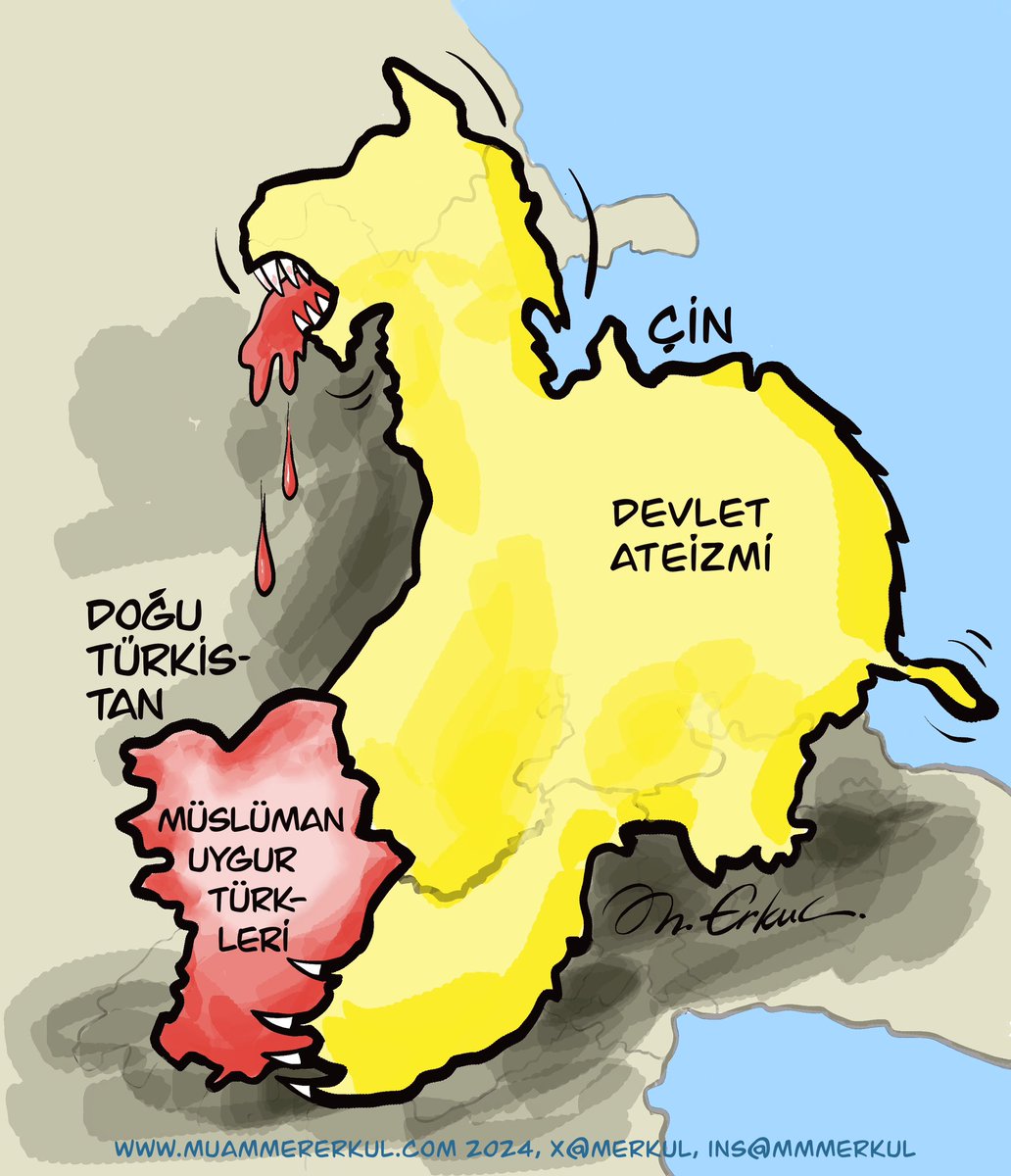 Çin’in dini olan dinsizlik yani Devlet Ateizmi; Doğu Türkistan’da yaşayan ve Müslüman oldukları için zulme uğrayan Uygur Türklerini parçalayıp yutmak istiyor… #doğutürkistan #doğutürkistandazulümvar #muammererkulçizgileri
