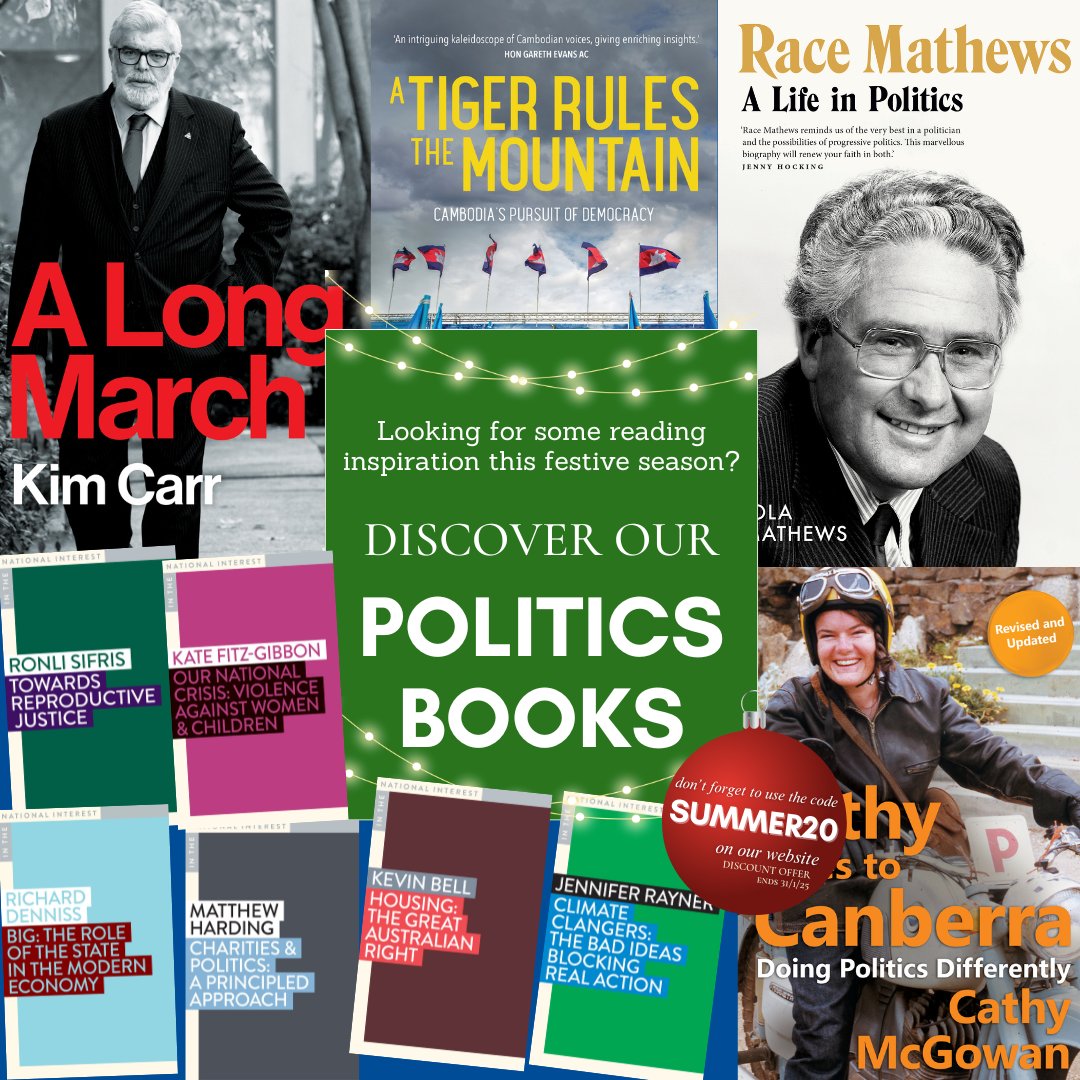 Do you love a good read about politics or political history? Whether you're looking for a gift this Christmas or just a book you can sink into over the holiday period, 
explore our books today! #auspol

P.S. Don't forget the special discount code SUMMER20

publishing.monash.edu/product-catego…