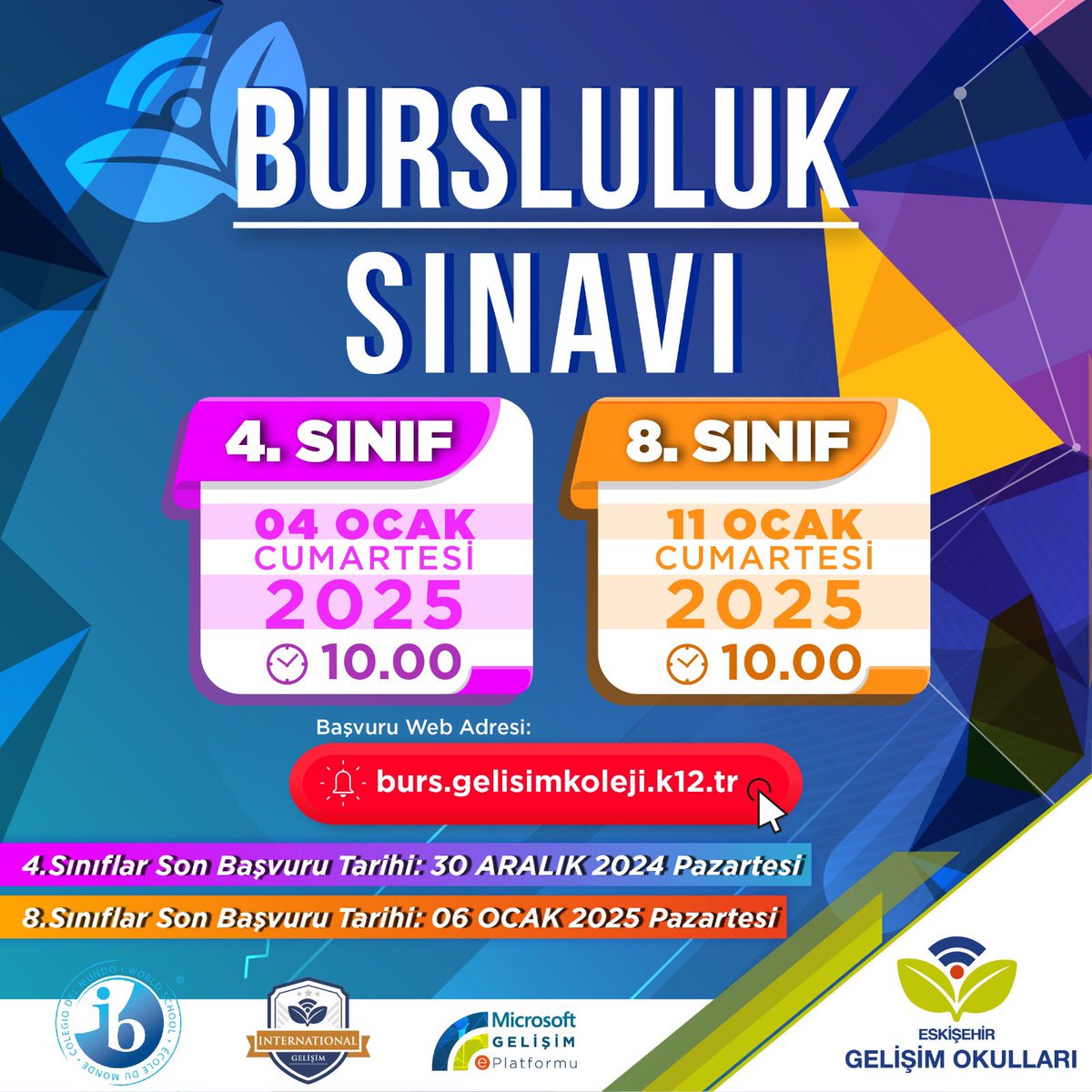 Başvuru için; burs.gelisimkoleji.k12.tr