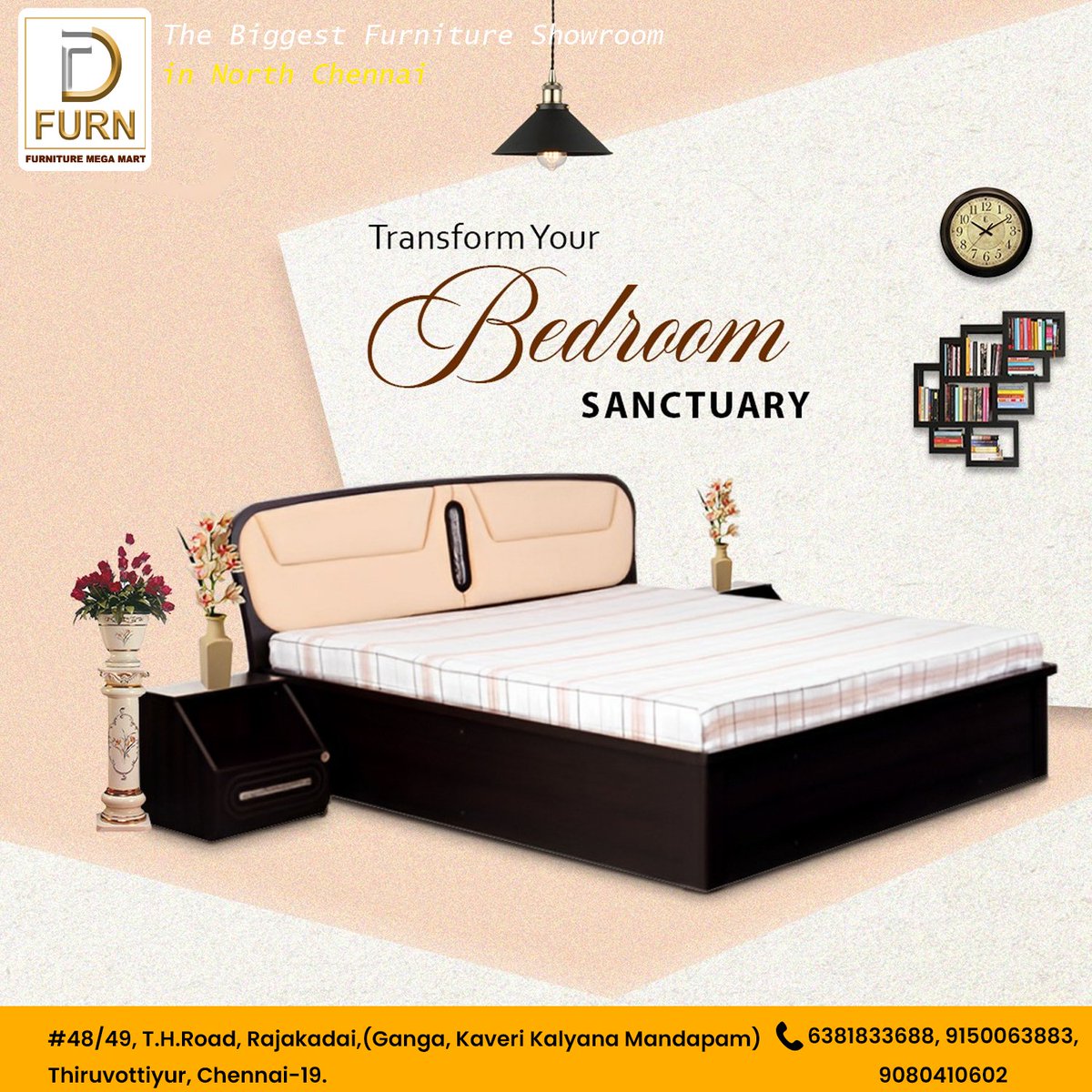 dfurntvt's tweet image. Discover our latest bedroom furniture collection, designed to elevate your space with style and comfort. Transform your sanctuary today! 🛏️✨
#Bedroomfurniture #bestcollections
D Furn Furniture Mega Mart
#48/49, T.H.Road, Rajakadai
Thiruvottiyur,Chennai
Contact : 6381833688