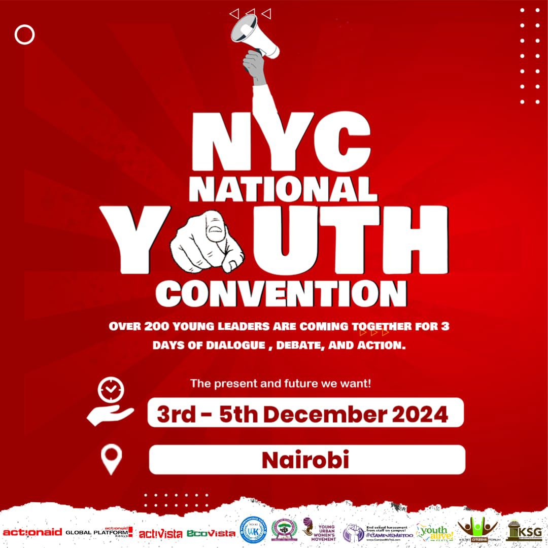 Your voice matters! Join the conversation today &amp; share your ideas on how we can improve education and work opportunities for youth.
#YouthConvention2024KE
Youth Inspiring Action
 <a href="/KSGKenya/">Kenya School of Govt</a> <a href="/YoungUrbanWomen/">Young Urban Women's Movement</a> <a href="/YUWMajengo/">Young Urban Women -Majengo</a>  <a href="/Isioloadvocacy/">Isiolo Advocacy Network</a>  <a href="/WomankindKenya/">Womankind Kenya(WOKIKE)</a> <a href="/campusmetoo/">#CampusMeToo</a> <a href="/Activista047/">Activista Nairobi Chapter</a>
